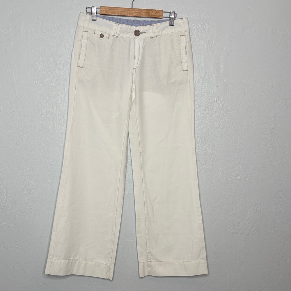 Anthropologie Cream Wide Leg Jeans